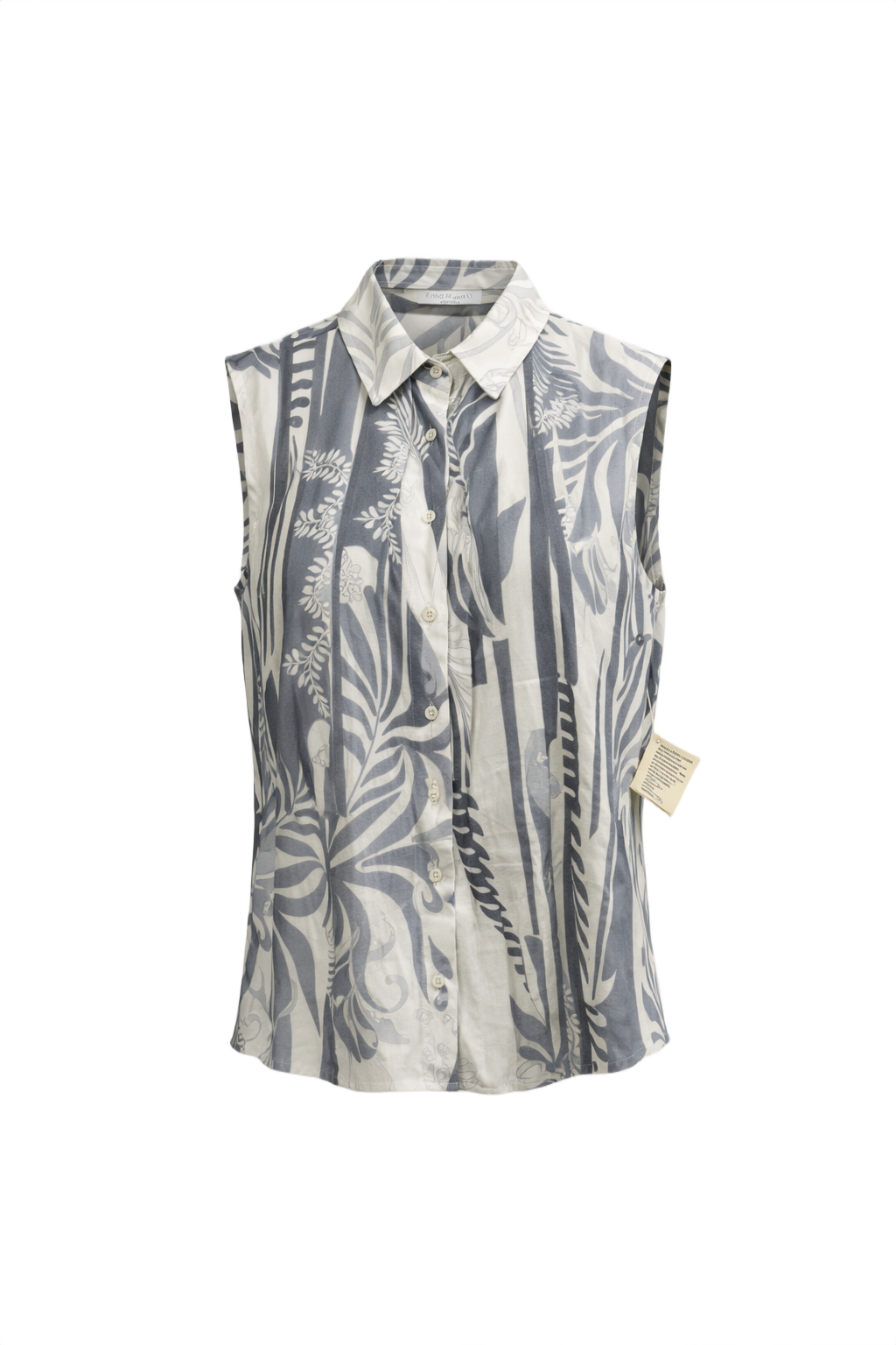 1990s Grey Synthetic Blend Sleeveless Blouse - Front View