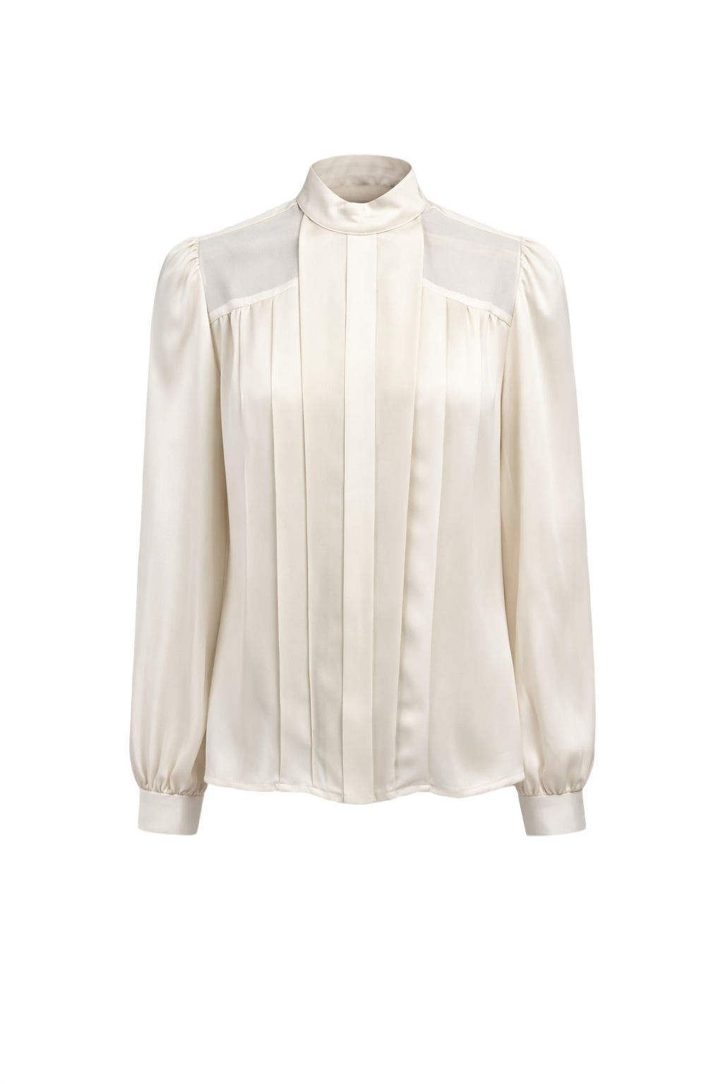 1970s Cream White Synthetic Blend Blouse - Front View