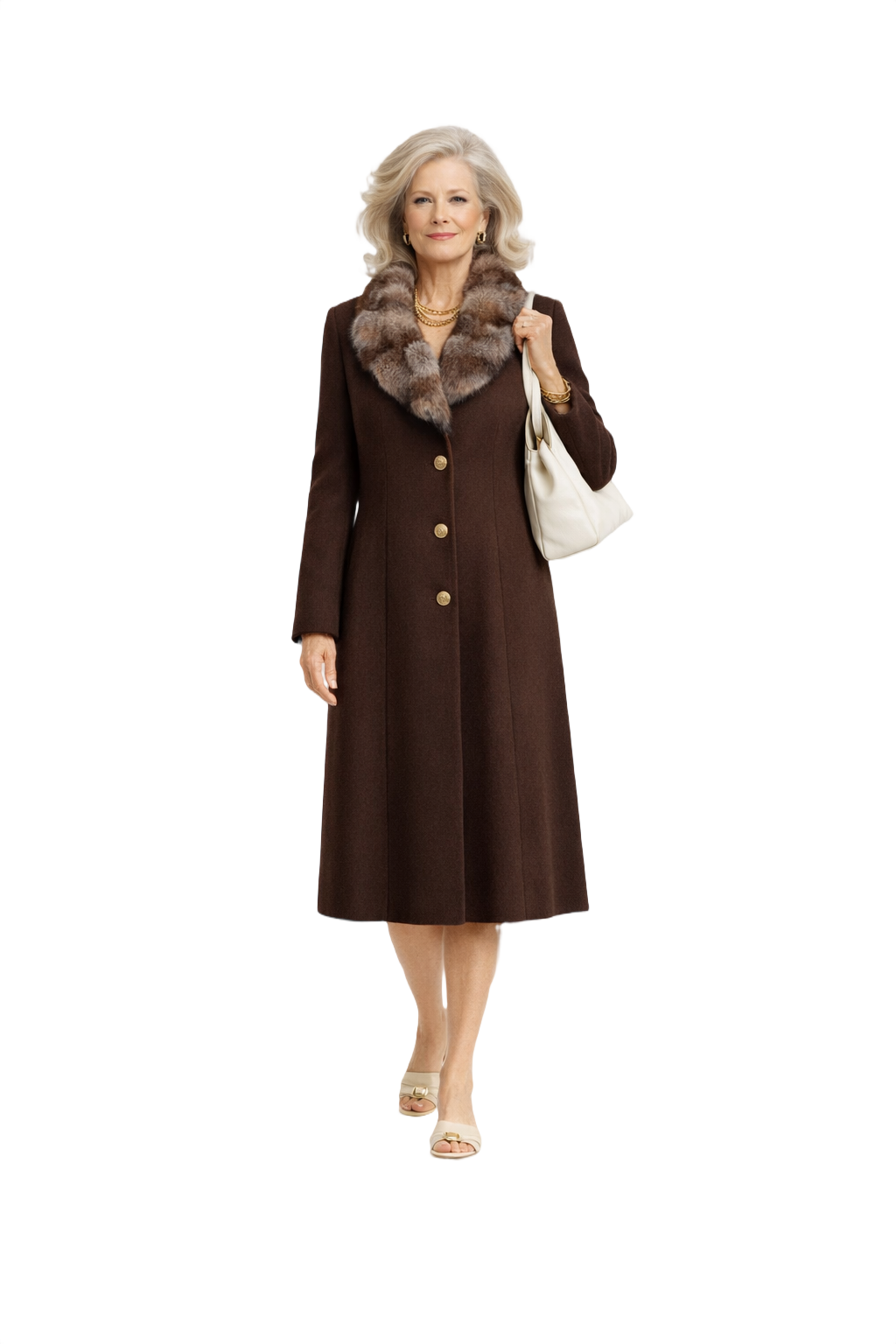70s Brown Wool Coat - Model