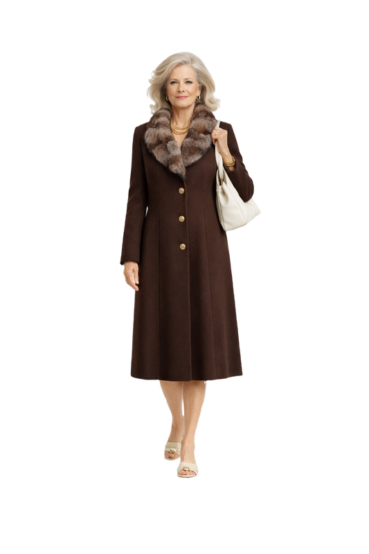 70s Brown Wool Coat - Model