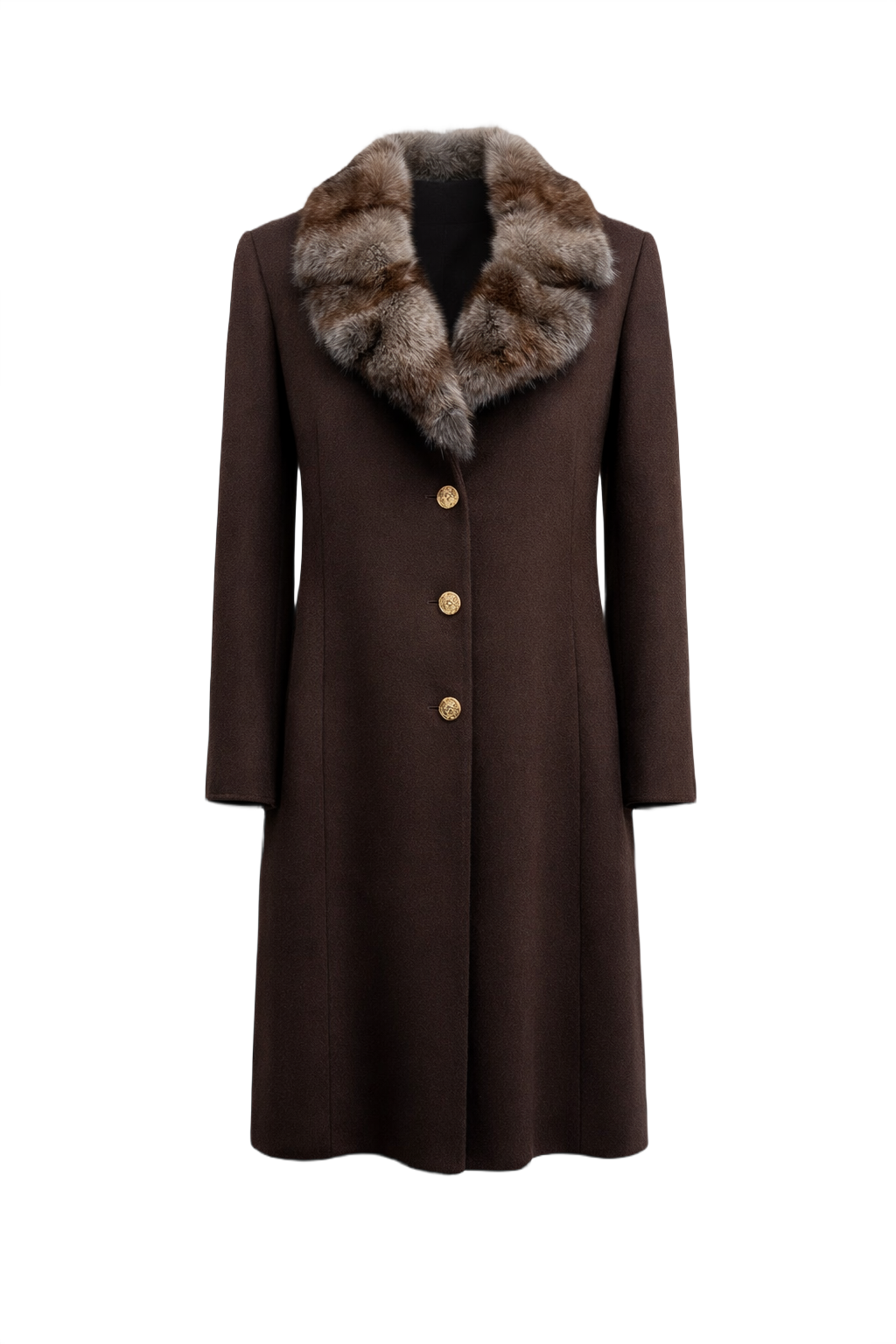 70s Brown Wool Coat - Front View