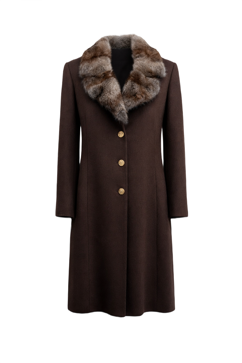 70s Brown Wool Coat - Front View
