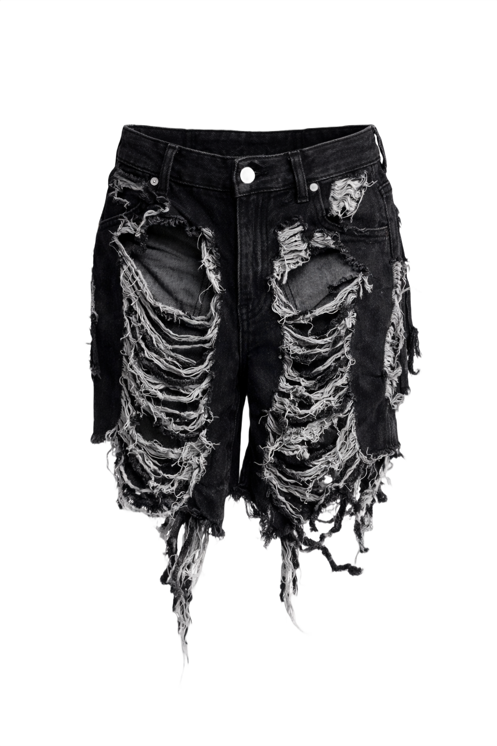 90s Black Denim Shorts - Front View