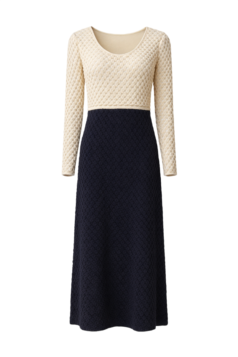 80s Cream White Synthetic Blend Maxi Dress - Front View