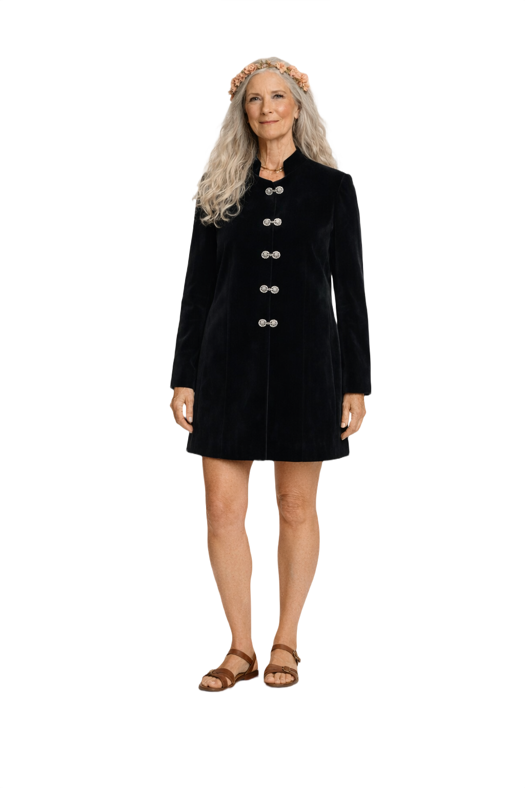 70s Black Velvet Jacket - Model