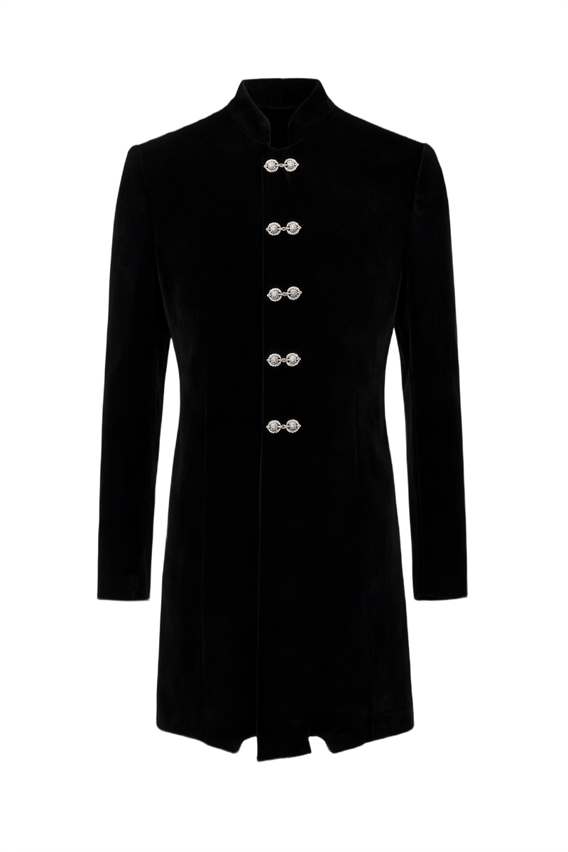 70s Black Velvet Jacket - Front View