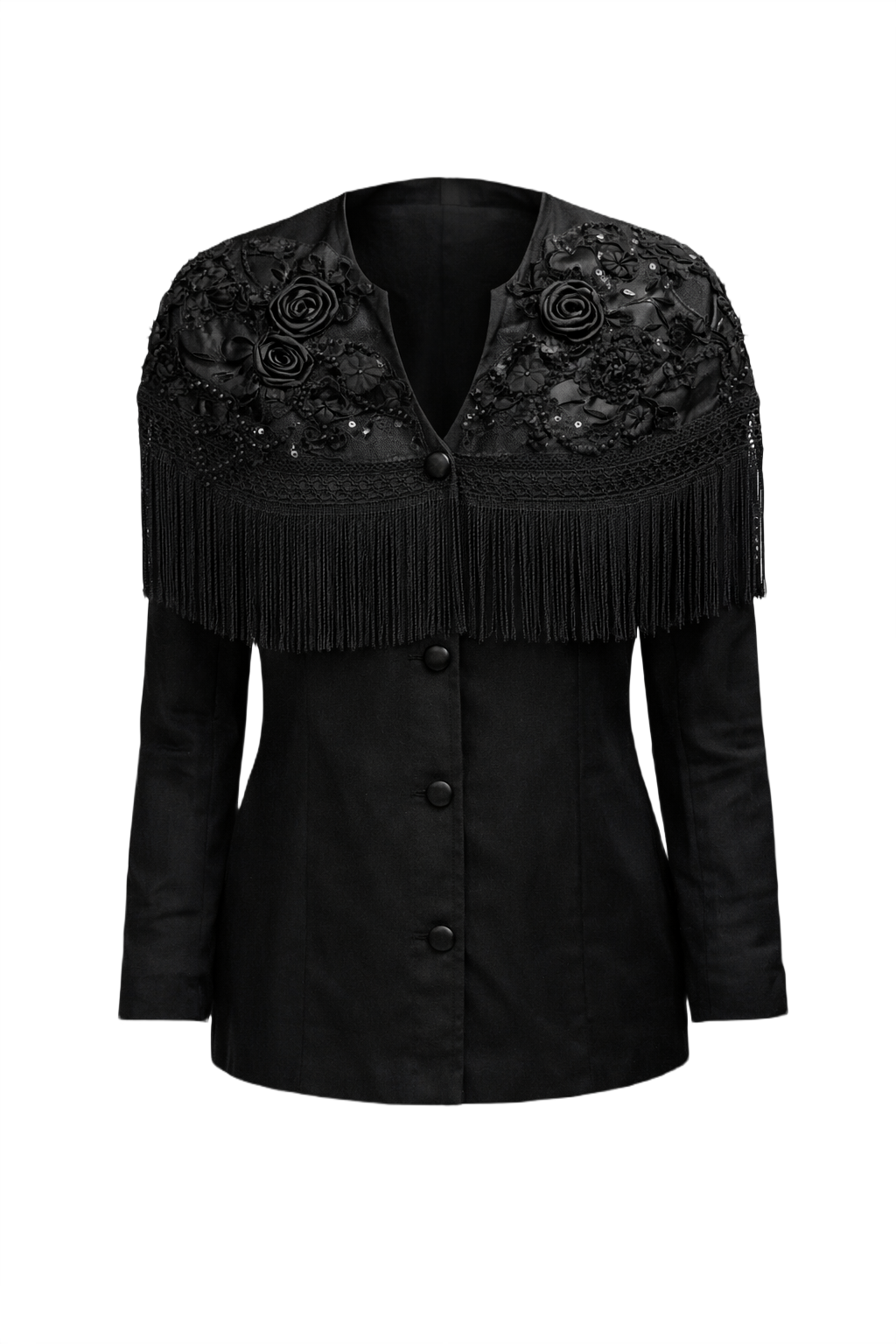 70s Black Synthetic Blend Jacket - Front View