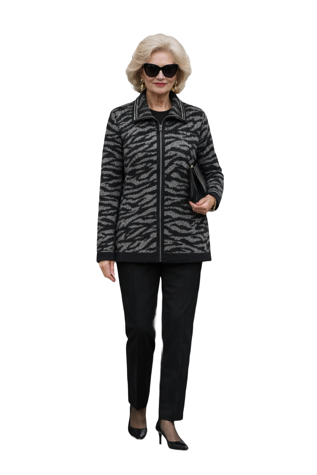80s Black Synthetic Blend Jacket - Model