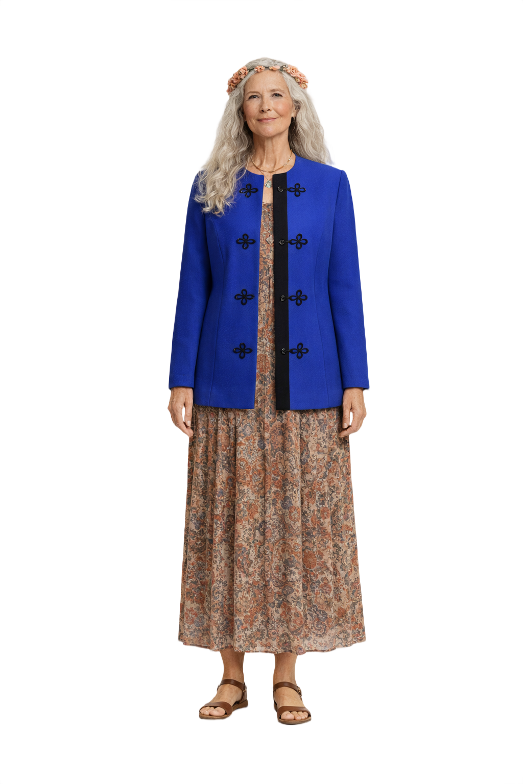 1970s Vibrant Blue Synthetic Blend Jacket - Model