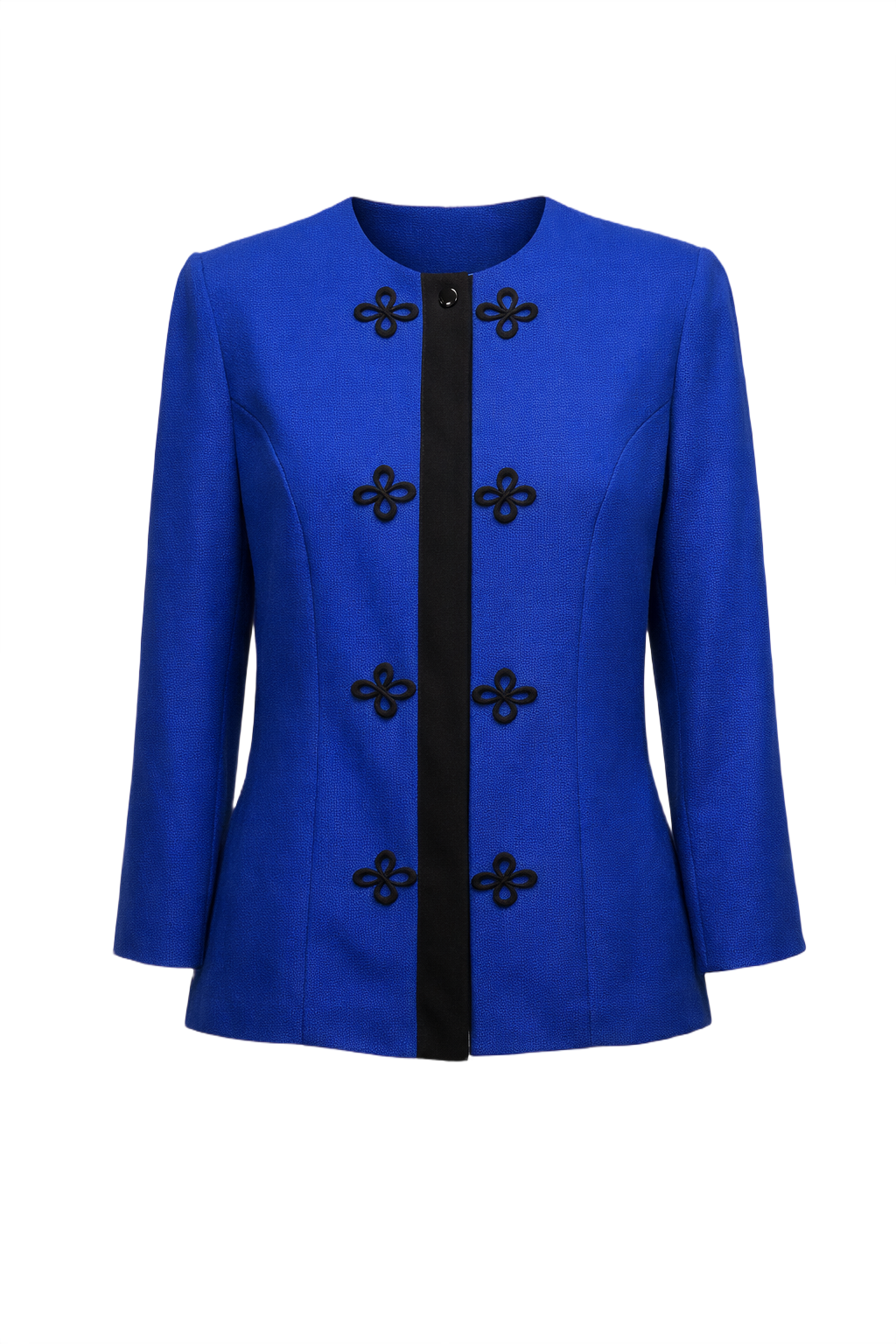 1970s Vibrant Blue Synthetic Blend Jacket - Front View