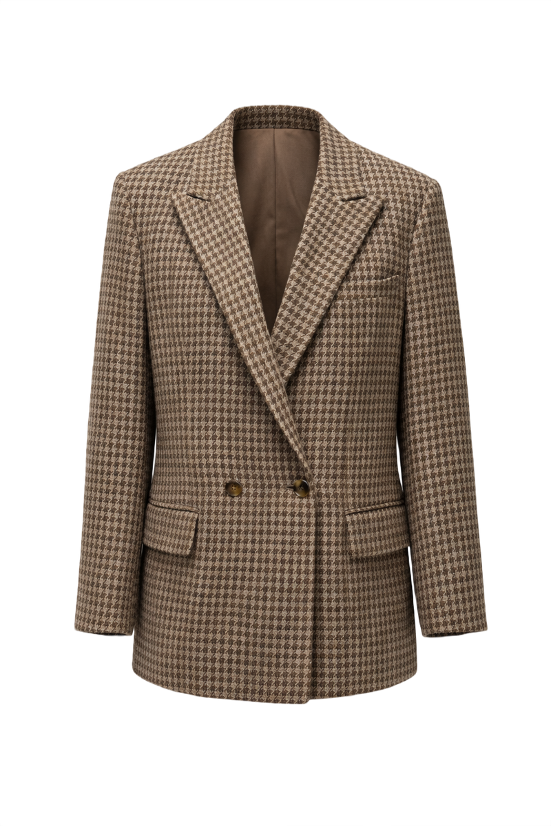 1970s Brown Wool Blend Blazer - Front View