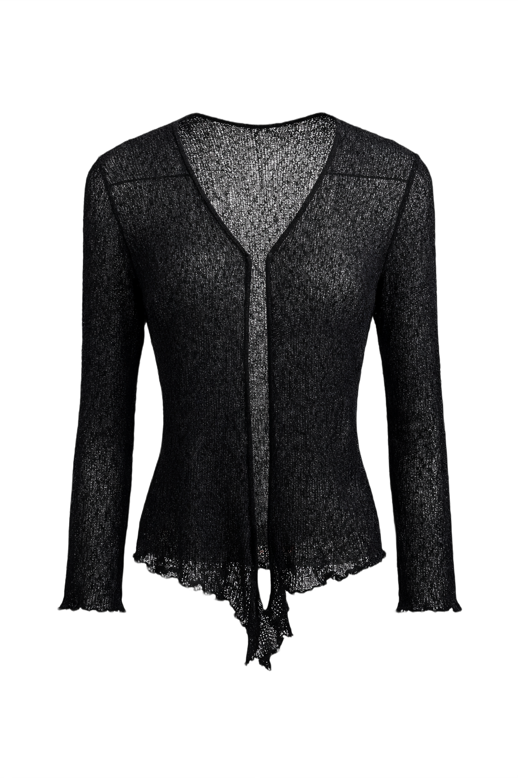1990s Black Synthetic Blend Cardigan - Front View