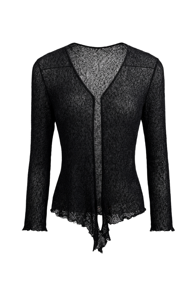 1990s Black Synthetic Blend Cardigan - Front View