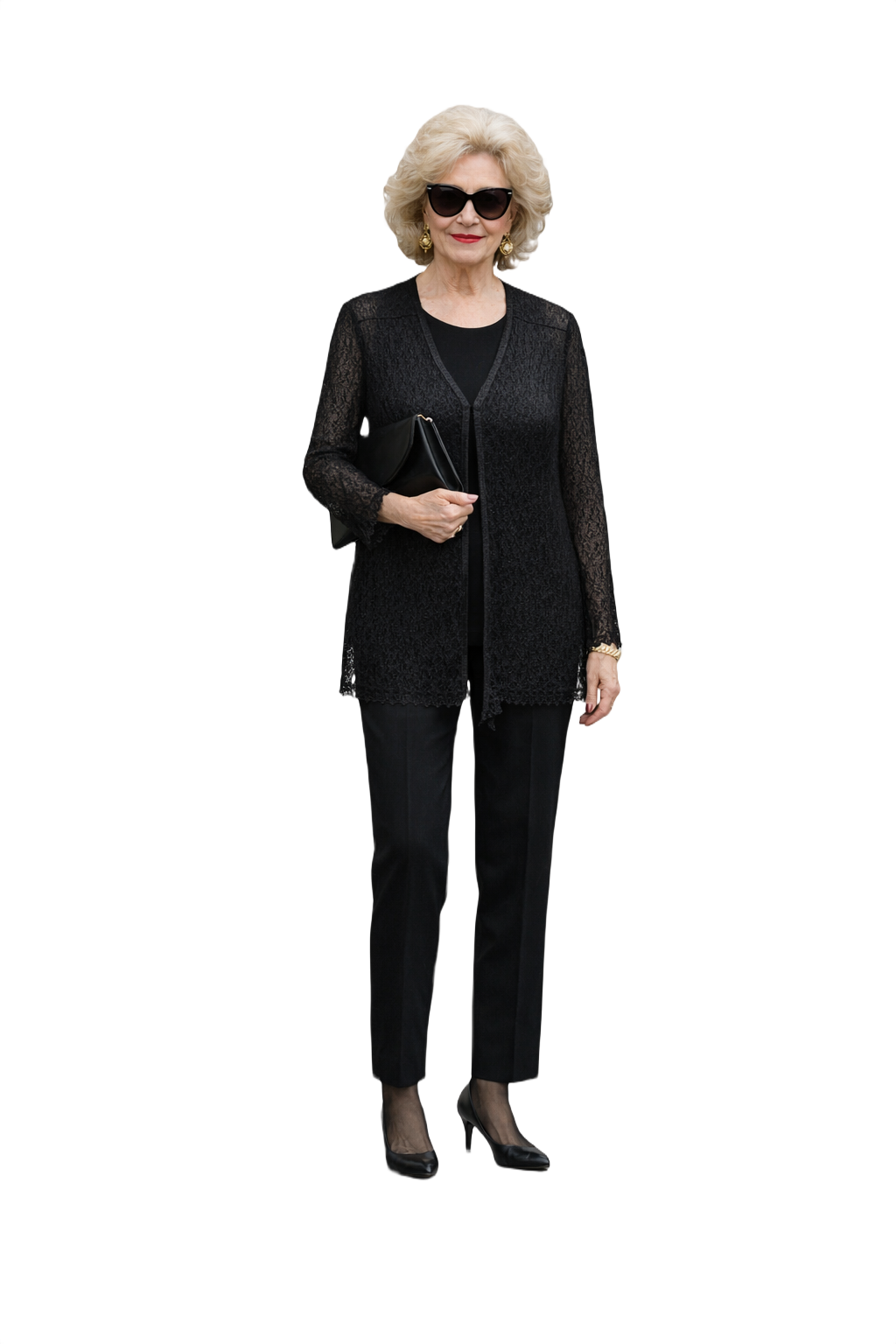 1990s Black Synthetic Blend Cardigan - Model