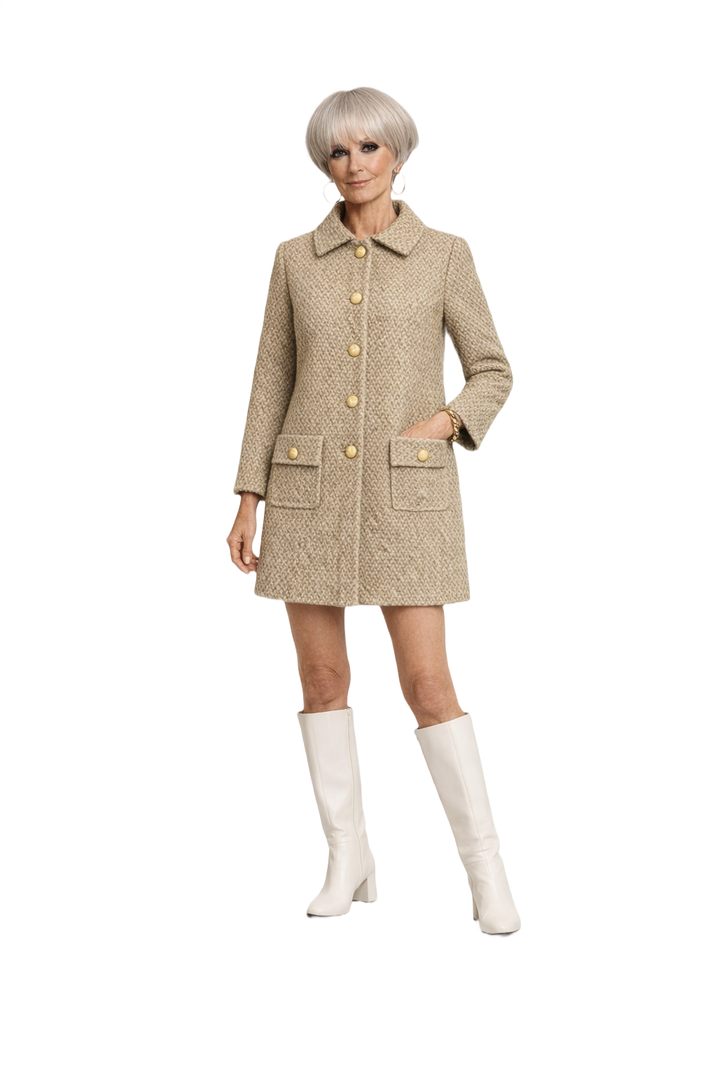 1960s Beige Wool Blend Coat - Model