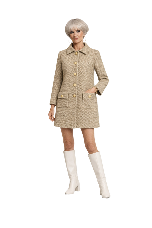 1960s Beige Wool Blend Coat - Model