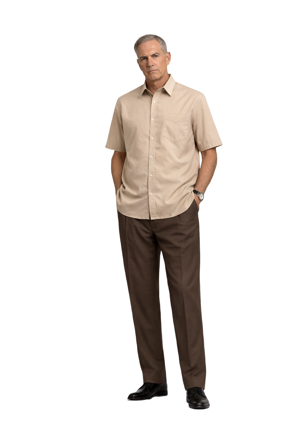 1990s Beige Cotton Shirt - Model