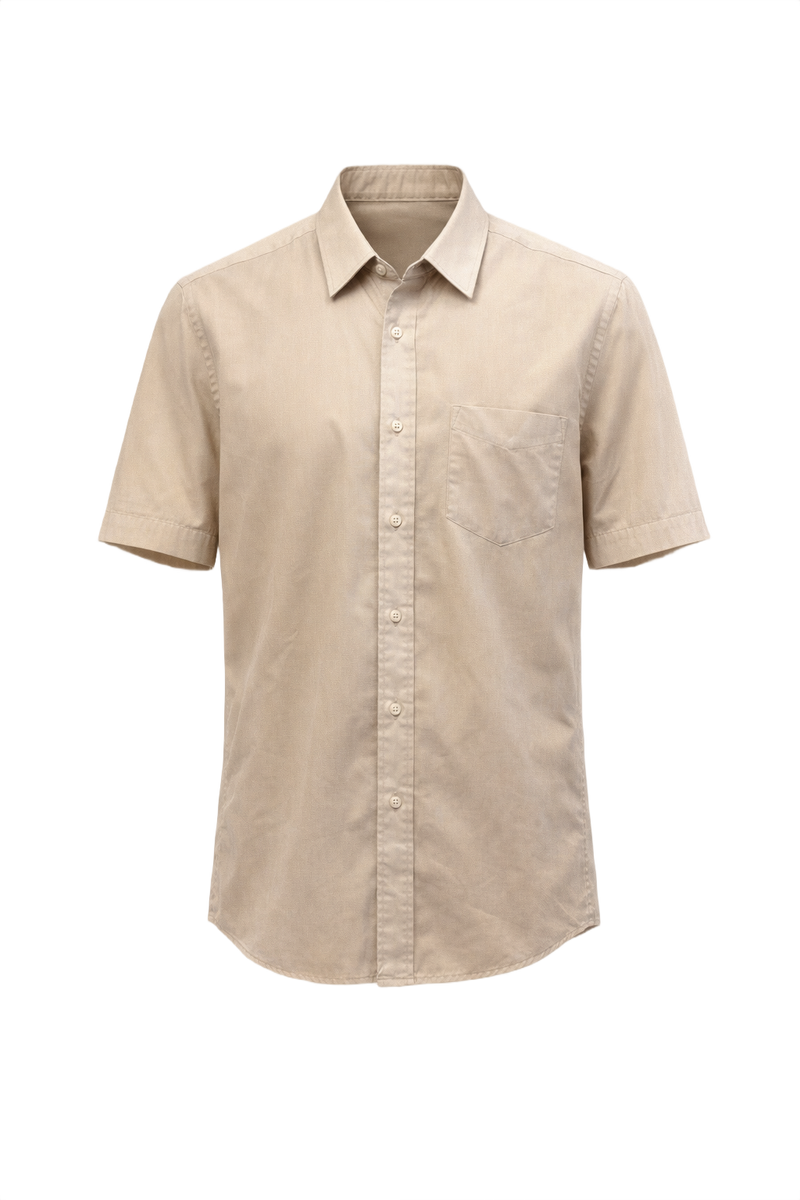 1990s Beige Cotton Shirt - Front View