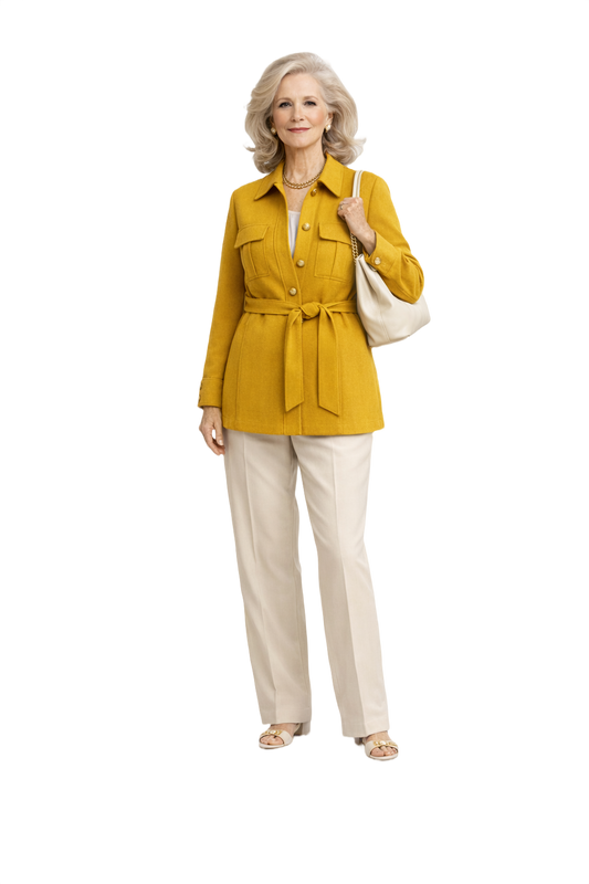 1970s Mustard Yellow Synthetic Blend Jacket - Model