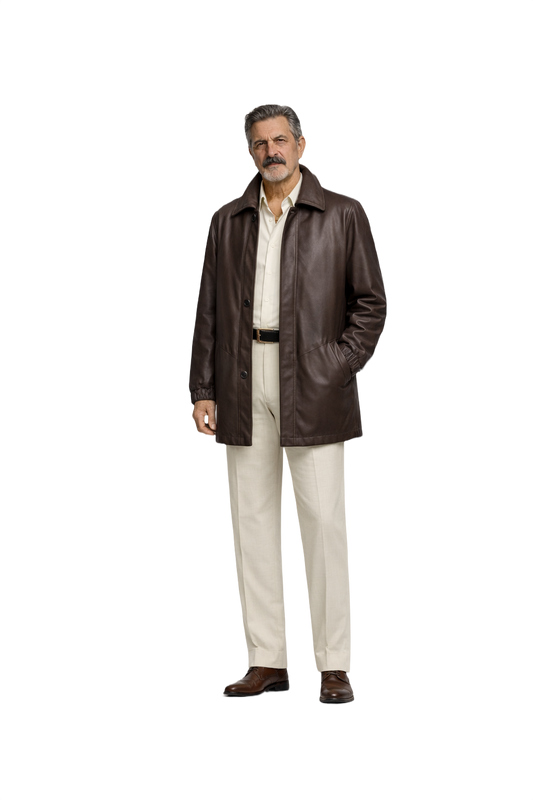 1980s Dark Brown Leather Jacket - Model