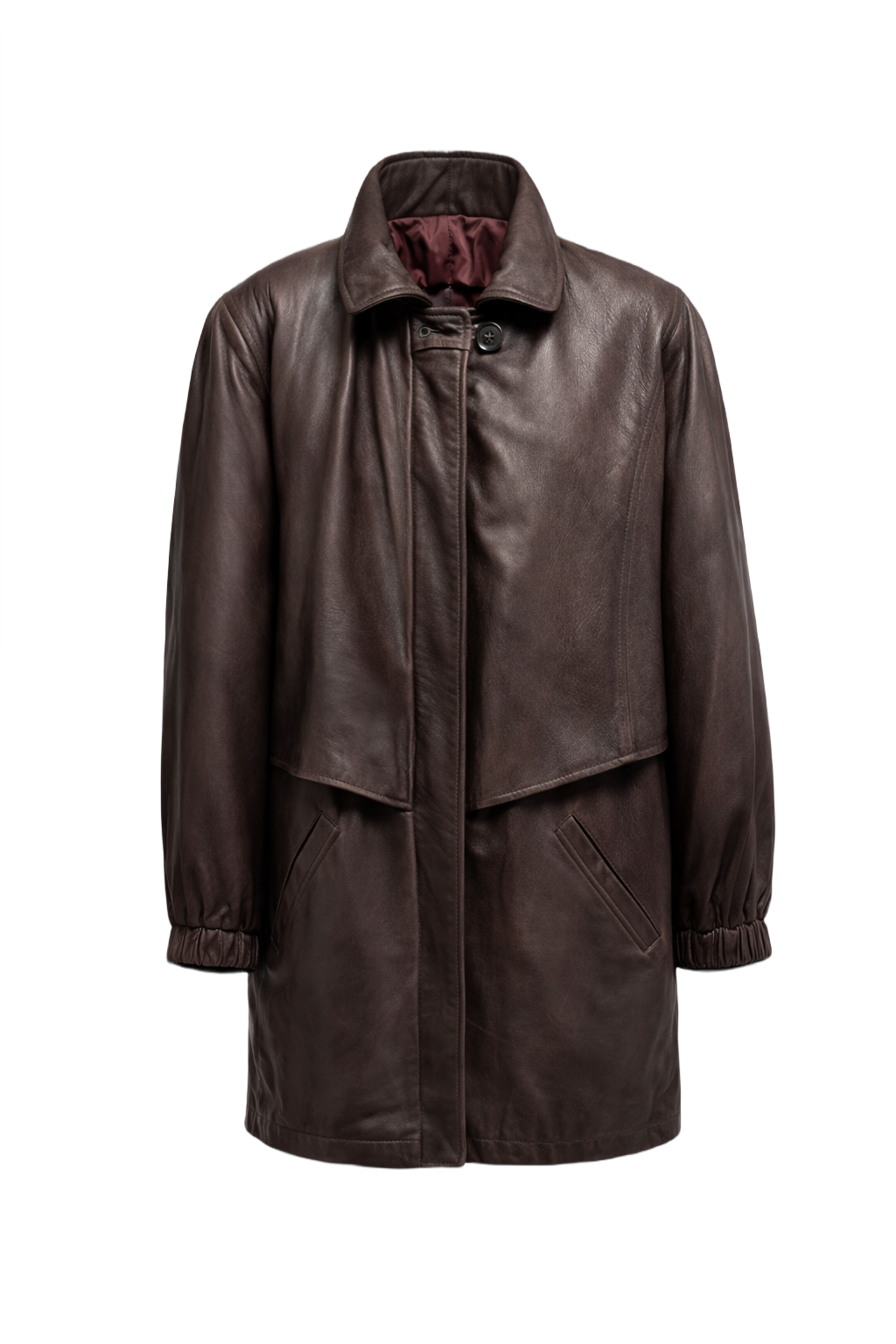 1980s Dark Brown Leather Jacket - Front View