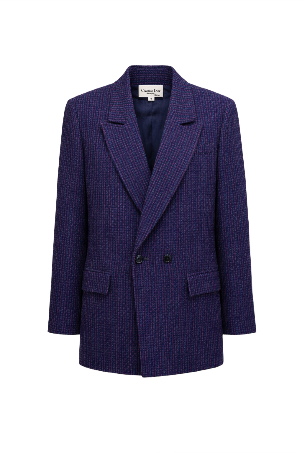 1980s Navy Wool Blend Blazer - Front View