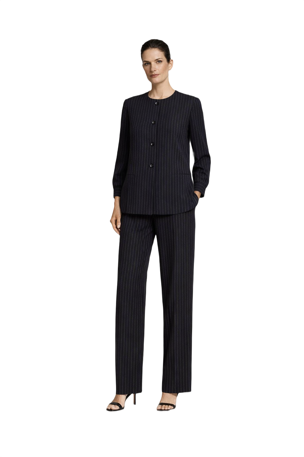 1990s Navy Blue Synthetic Blend 2-Piece Set - Model
