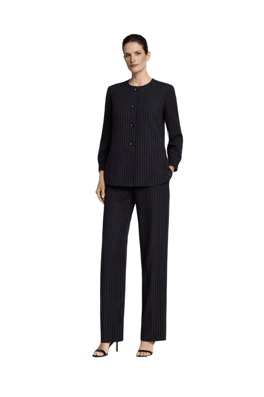 1990s Navy Blue Synthetic Blend 2-Piece Set - Model