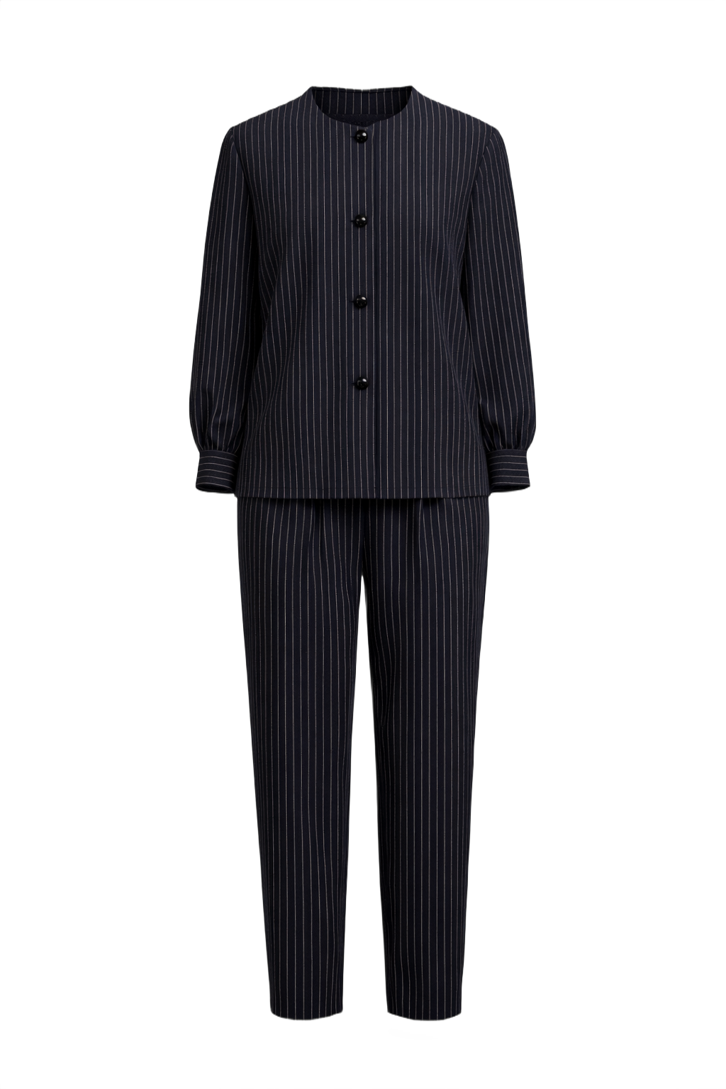 1990s Navy Blue Synthetic Blend 2-Piece Set - Front View