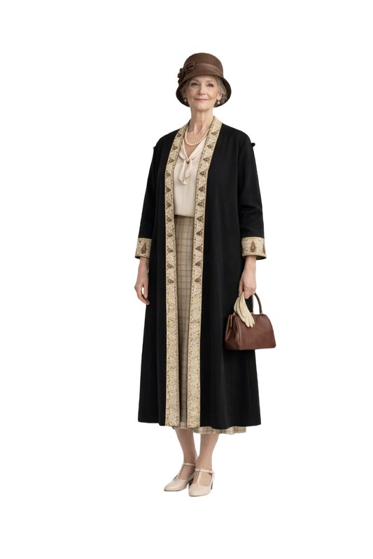 1930s Black Synthetic Blend Coat - Model