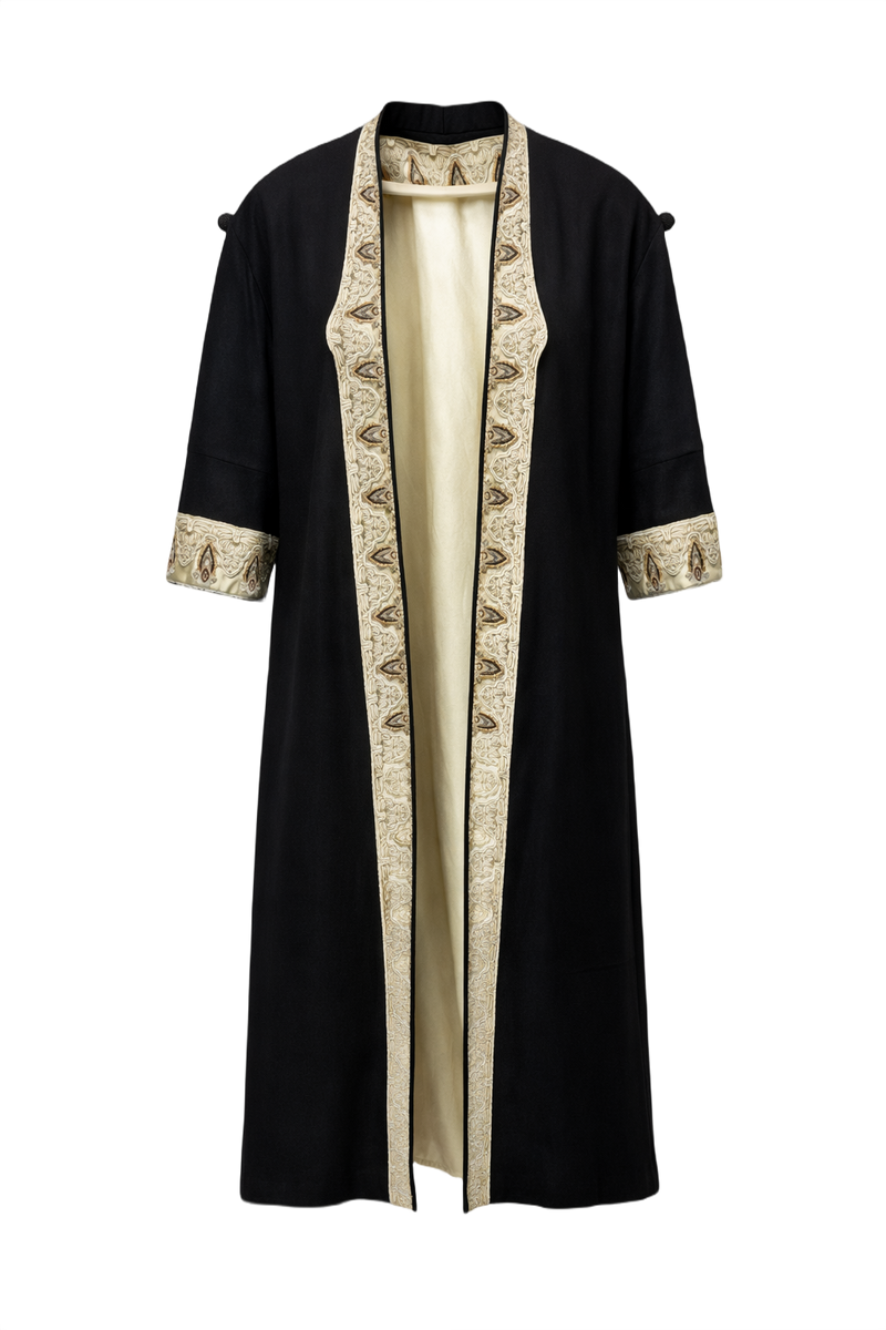 1930s Black Synthetic Blend Coat - Front View