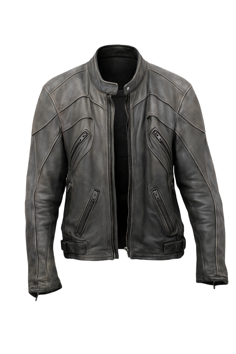 1990s Black Leather Men's Leather Jacket - Front View