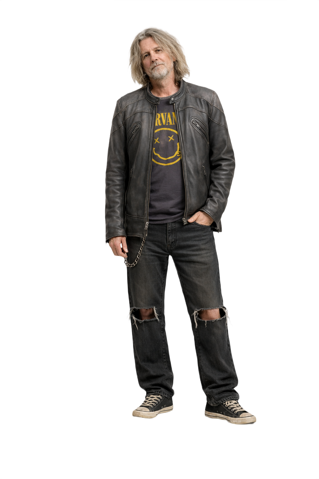 1990s Black Leather Men's Leather Jacket - Model