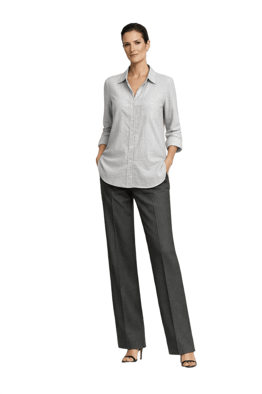 1990s Light Gray Linen Blend Shirt - Model