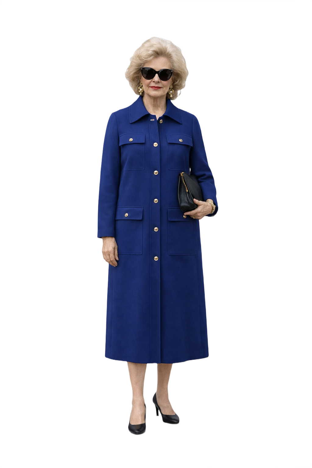 1980s Royal Blue Synthetic Blend Coat - Model