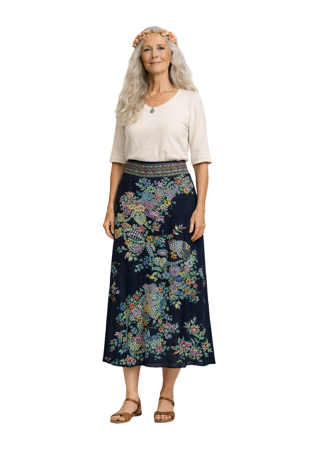 1970s Black Synthetic Blend Skirt - Model