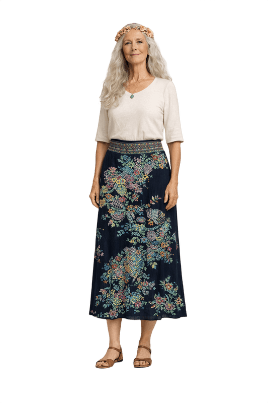 1970s Black Synthetic Blend Skirt - Model