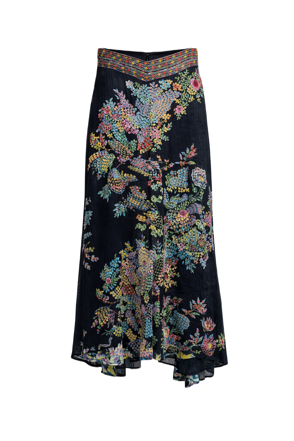1970s Black Synthetic Blend Skirt - Front View
