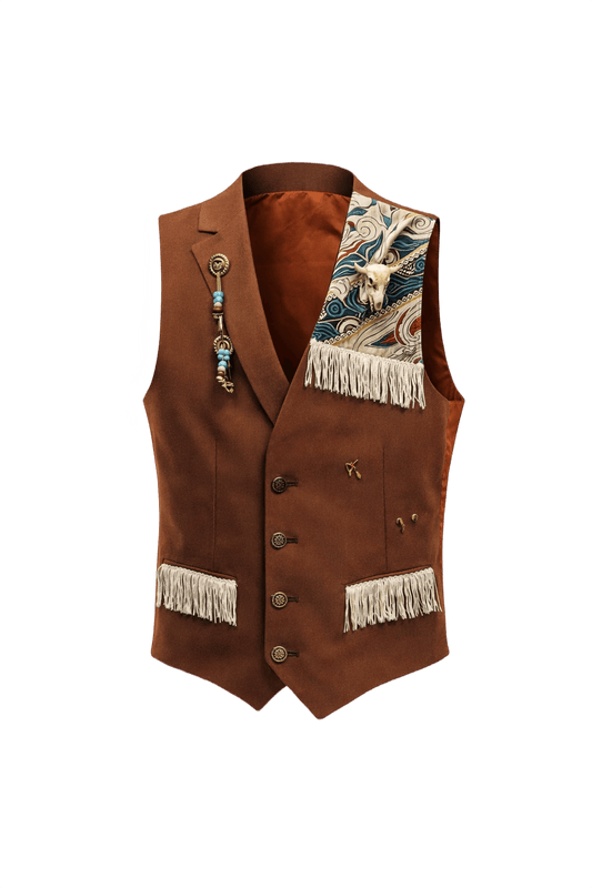 1970s Rust Brown Synthetic Blend Vest - Front View