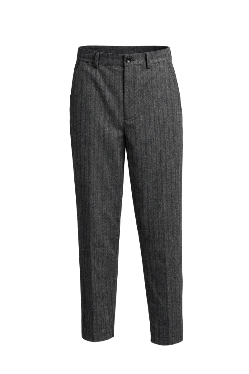 1970s Charcoal Grey Wool Blend Trousers - Front View