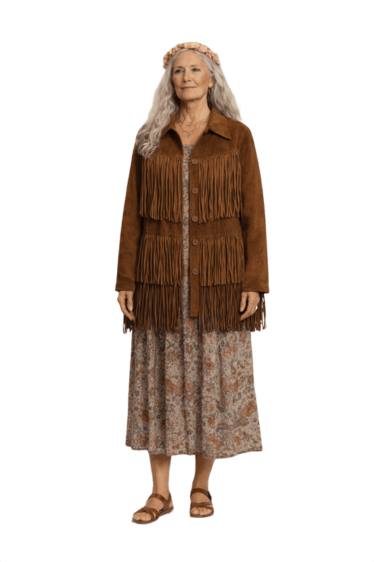 1970s Brown Suede Jacket - Model