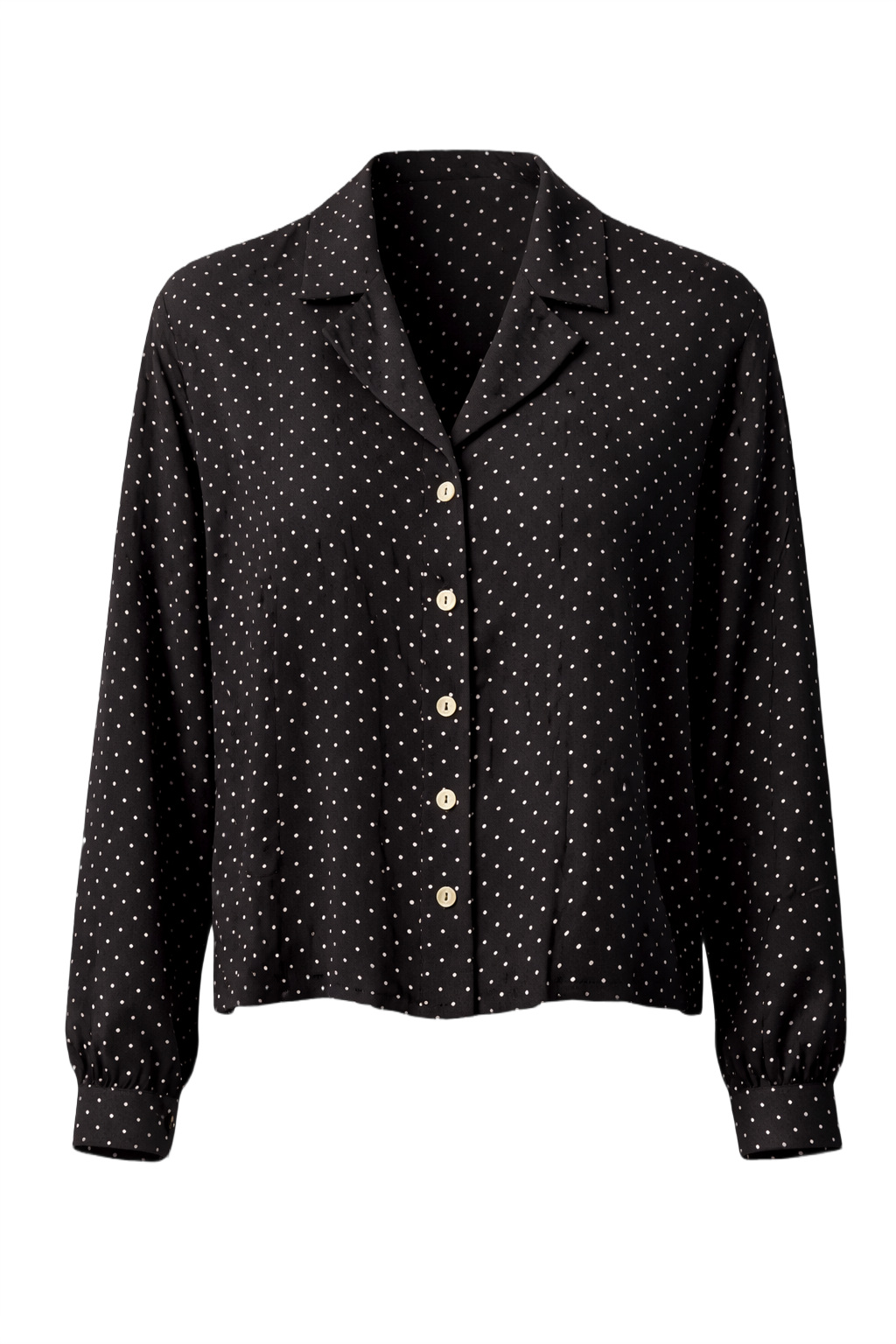 1990s Black Synthetic Blend Blouse - Front View