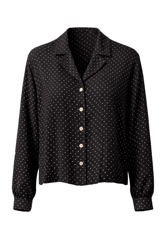 1990s Black Synthetic Blend Blouse - Front View