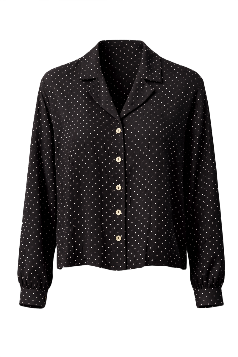 1990s Black Synthetic Blend Blouse - Front View