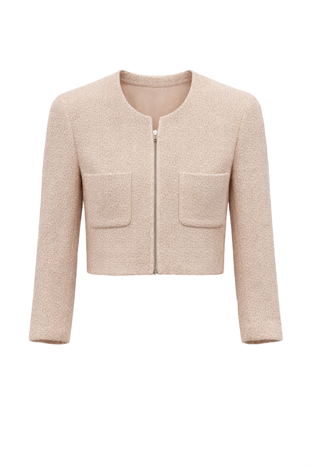 1980s Cream Wool Blend Jacket - Front View