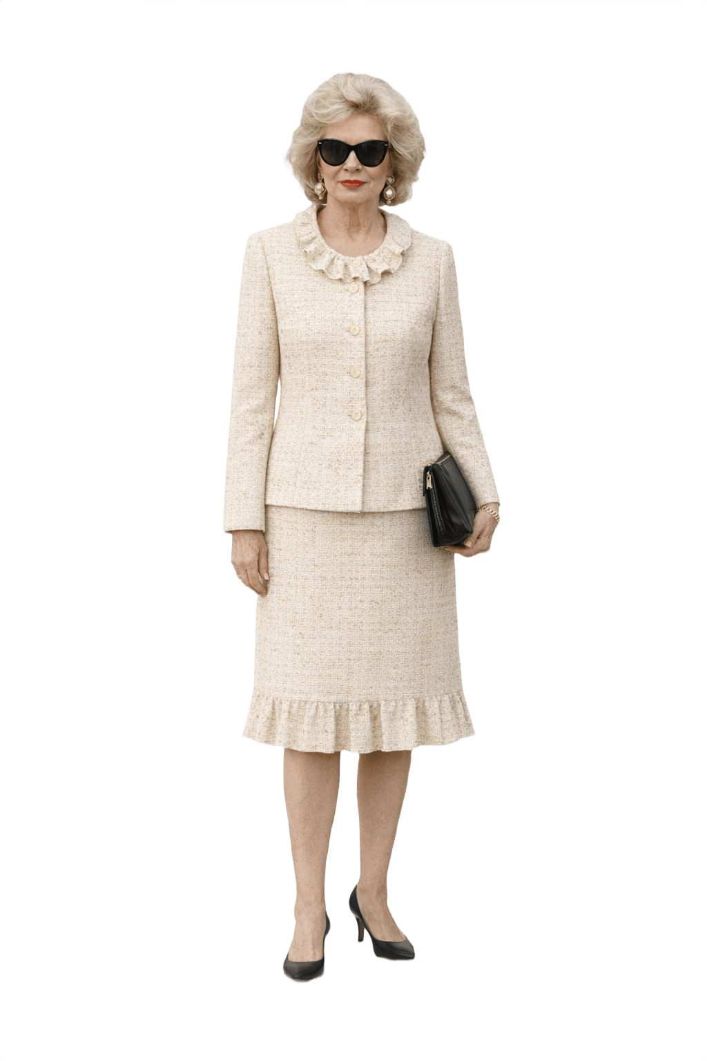 1980s Cream Tweed Skirt Suit - Model