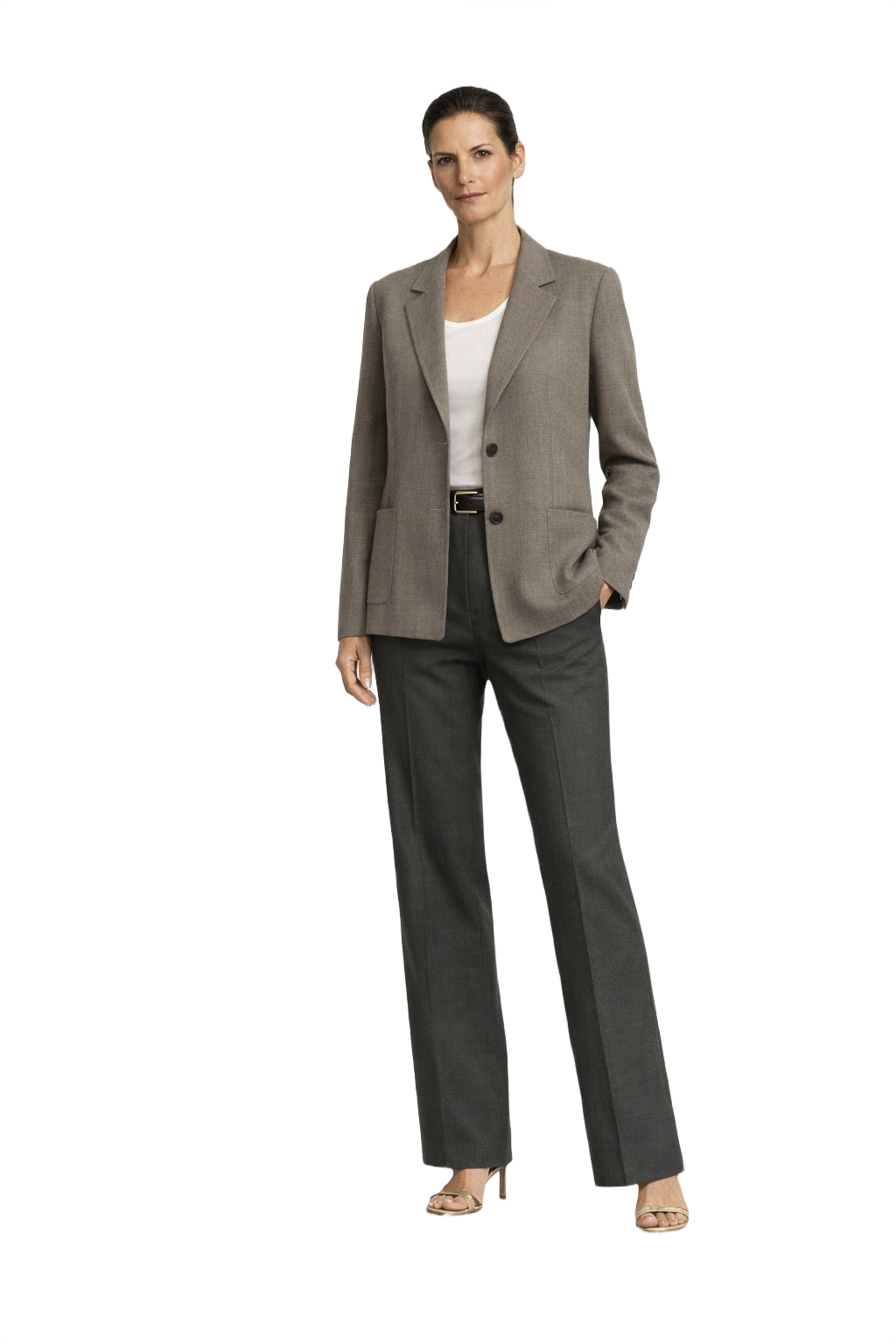 1990s Taupe Wool Blend Blazer - Model