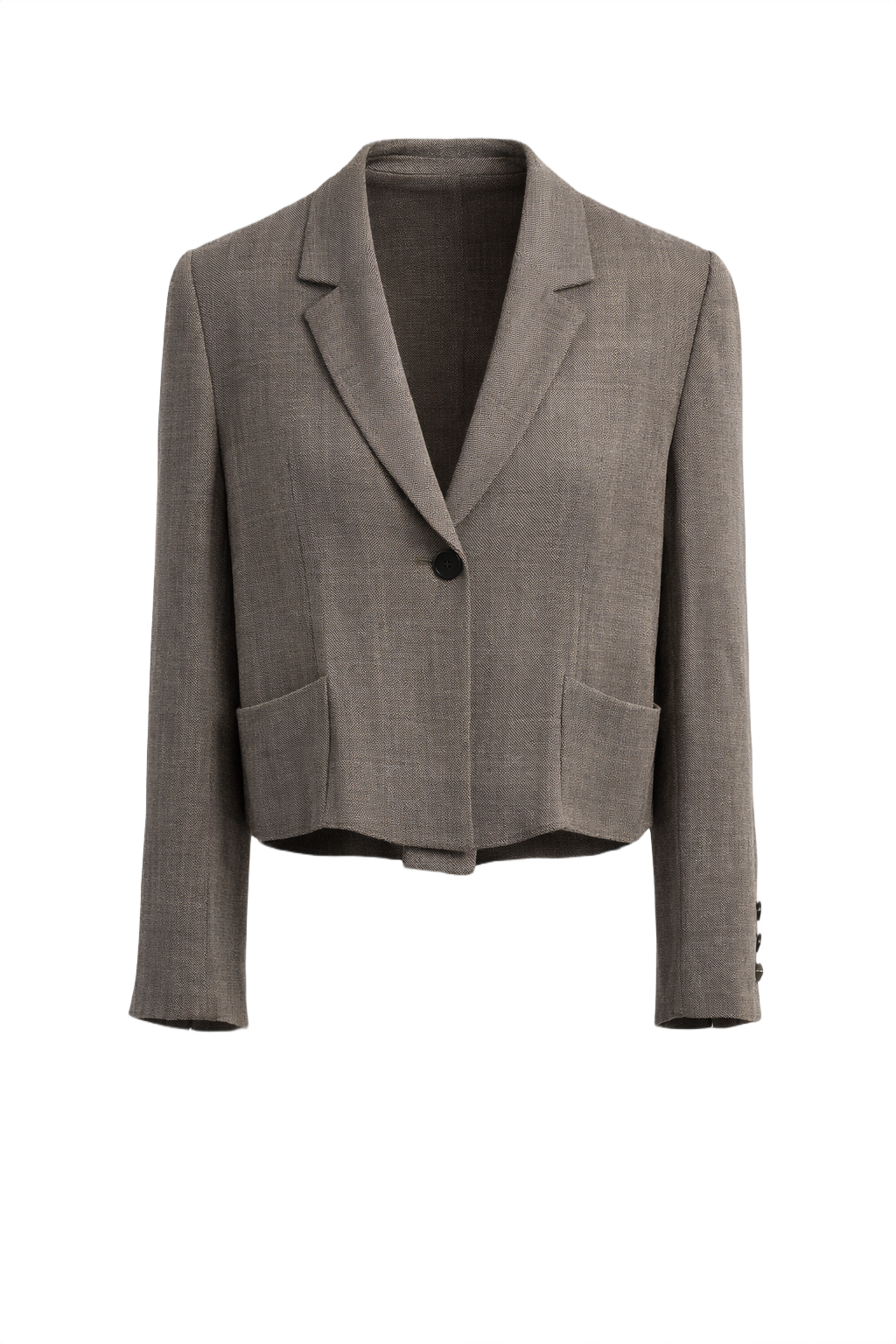 1990s Taupe Wool Blend Blazer - Front View