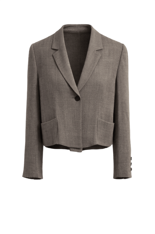 1990s Taupe Wool Blend Blazer - Front View