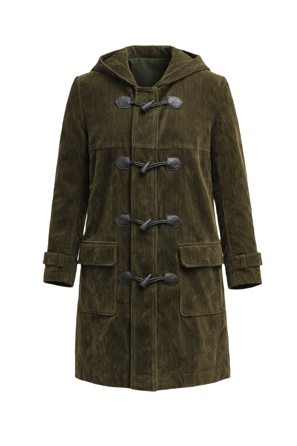 1970s Olive Green Corduroy Coat - Front View
